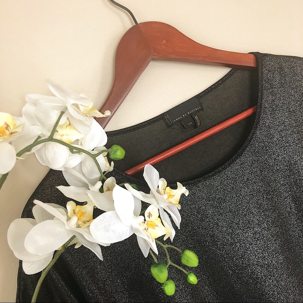 i jeans by buffalo Shiny Black Short Sleeve Top